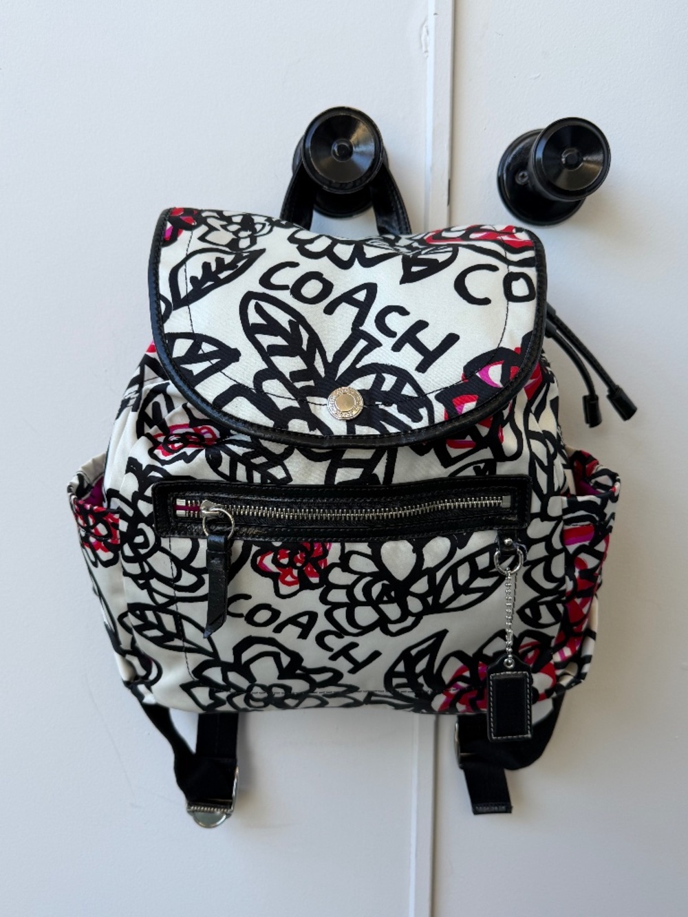 Vintage Y2K Coach Poppy Daisy Floral Graffiti Backpack (F16582)